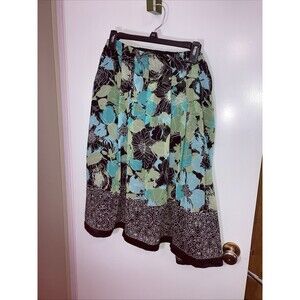 East 5th Womens Skirt Size 8 Floral Midi Side Zip Lined Chiffon Pleated